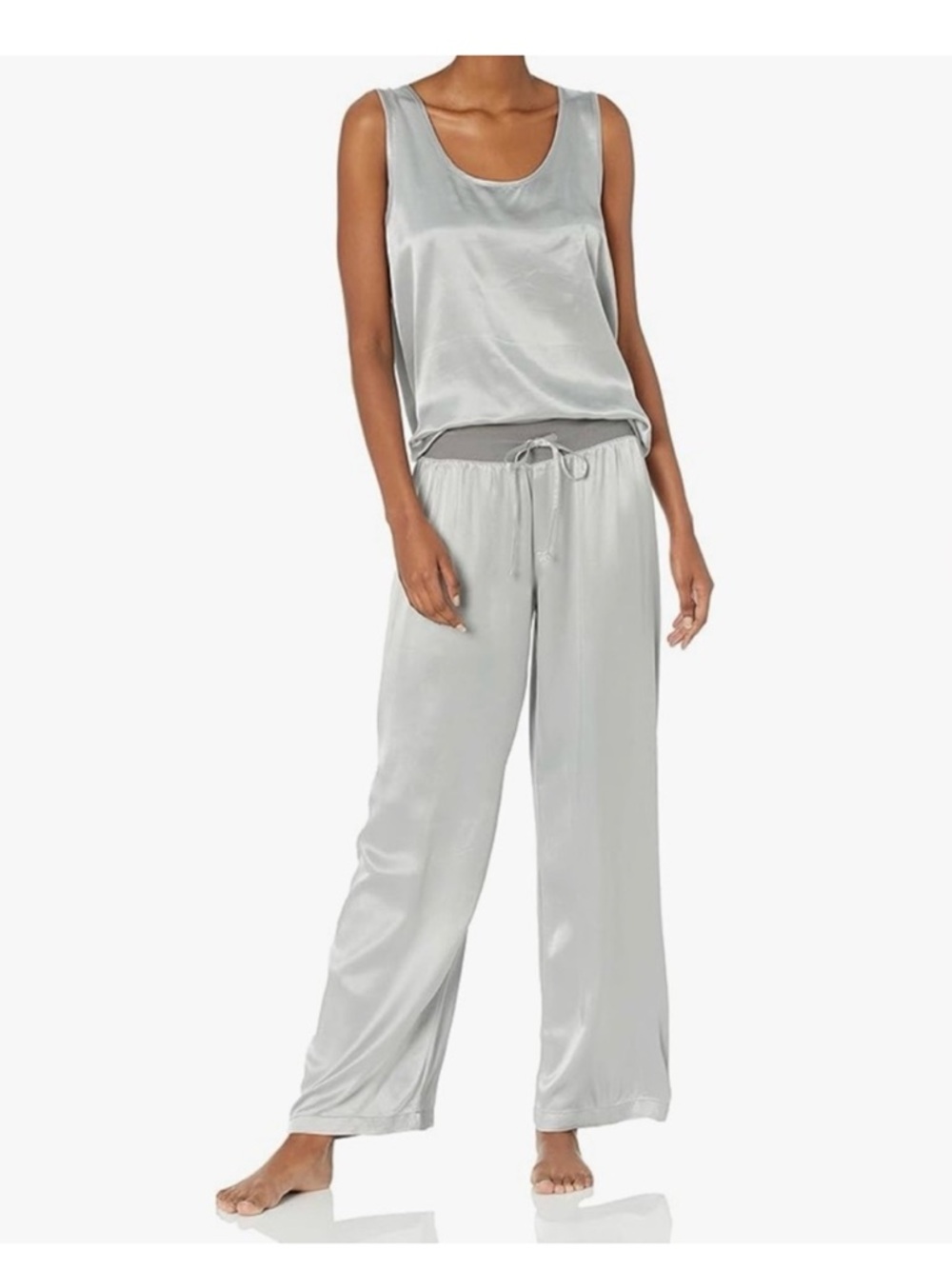 PJ Harlow Pajama 2 pc Set in Grey Satin Jolie Jill L